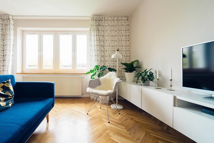 Du parquet en chevron dans un salon